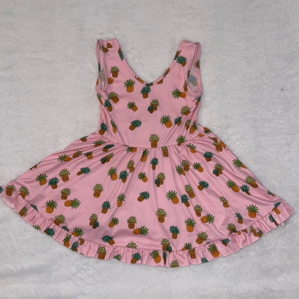 Pink Pineapple Print Kids Dress
